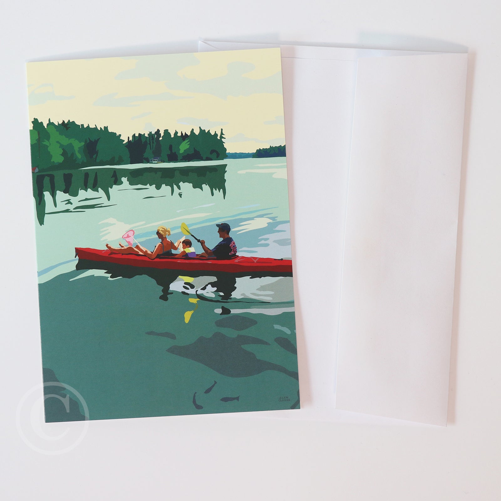 Kayaking On A Lake Notecard 5" x 7"  - Maine