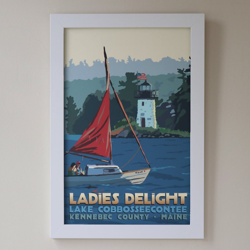 Sailing Ladies Delight Art Print 11" x 17" Framed Travel Poster - Maine