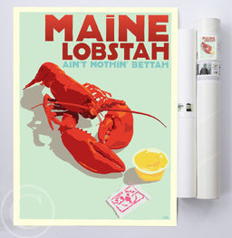 Maine Lobstah Art Print 18" x 24" Wall Poster By Alan Claude