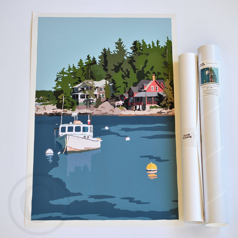 Lobster Boat at Five Islands Art Print 18" x 24" Wall Poster - Maine
