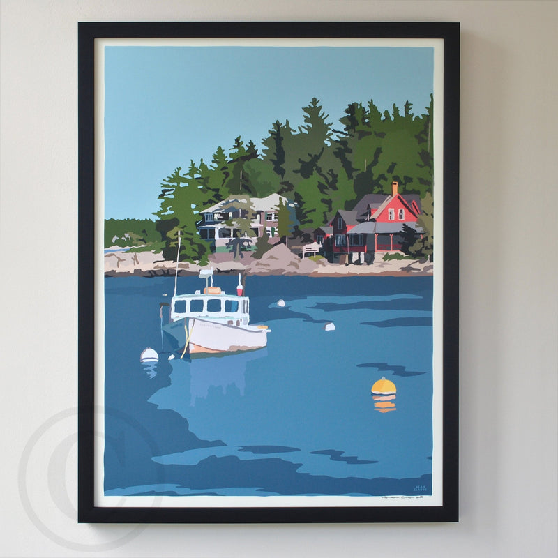 Lobster Boat at Five Islands Art Print 18" x 24" Framed Wall Poster - Maine