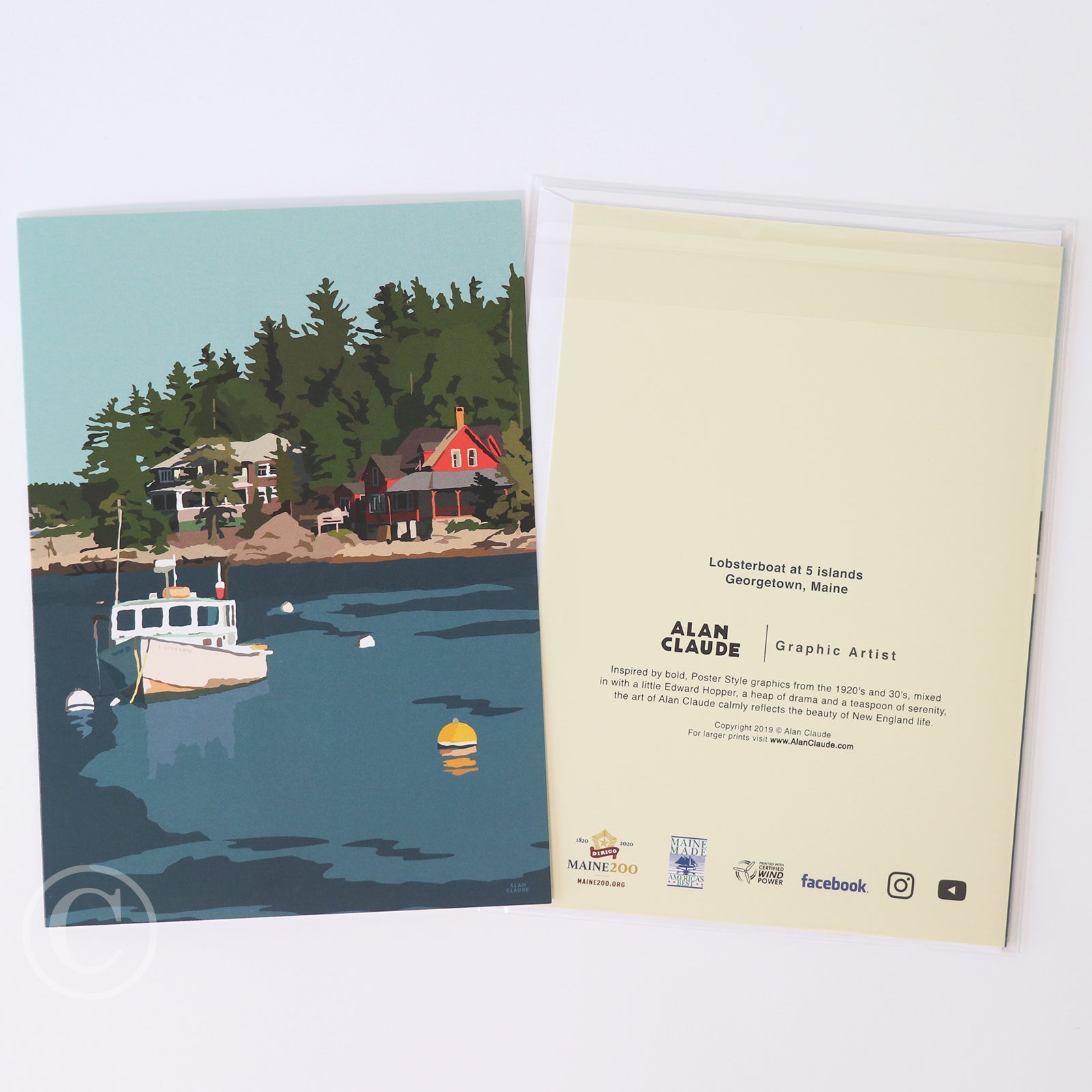 Lobster Boat At Five Islands Notecard 5" x 7"  - Maine