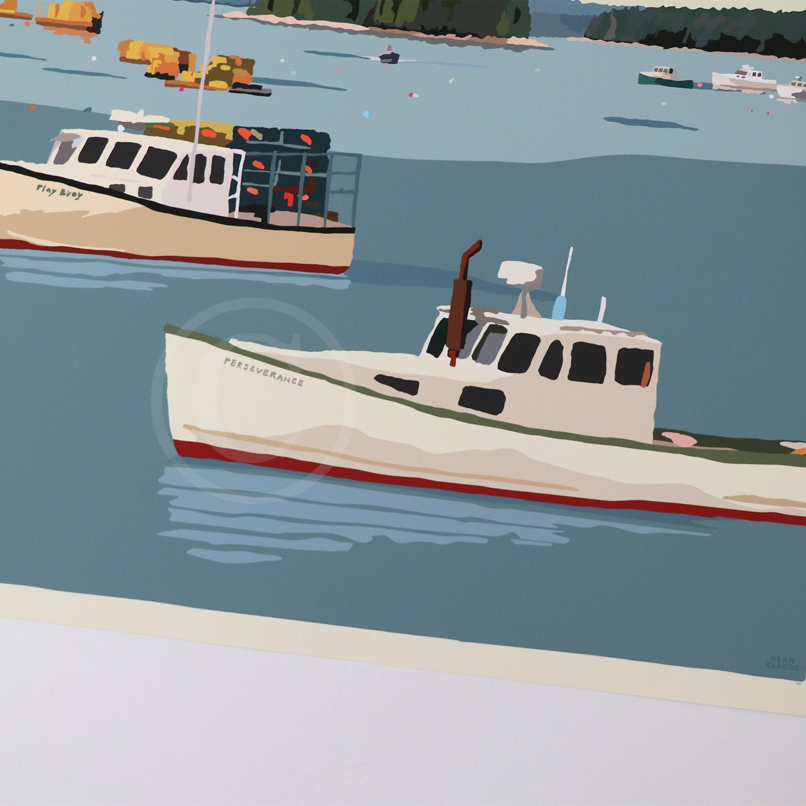 Lobster Boats in Friendship Art Print 18" x 24" Wall Poster By Alan Claude - Maine