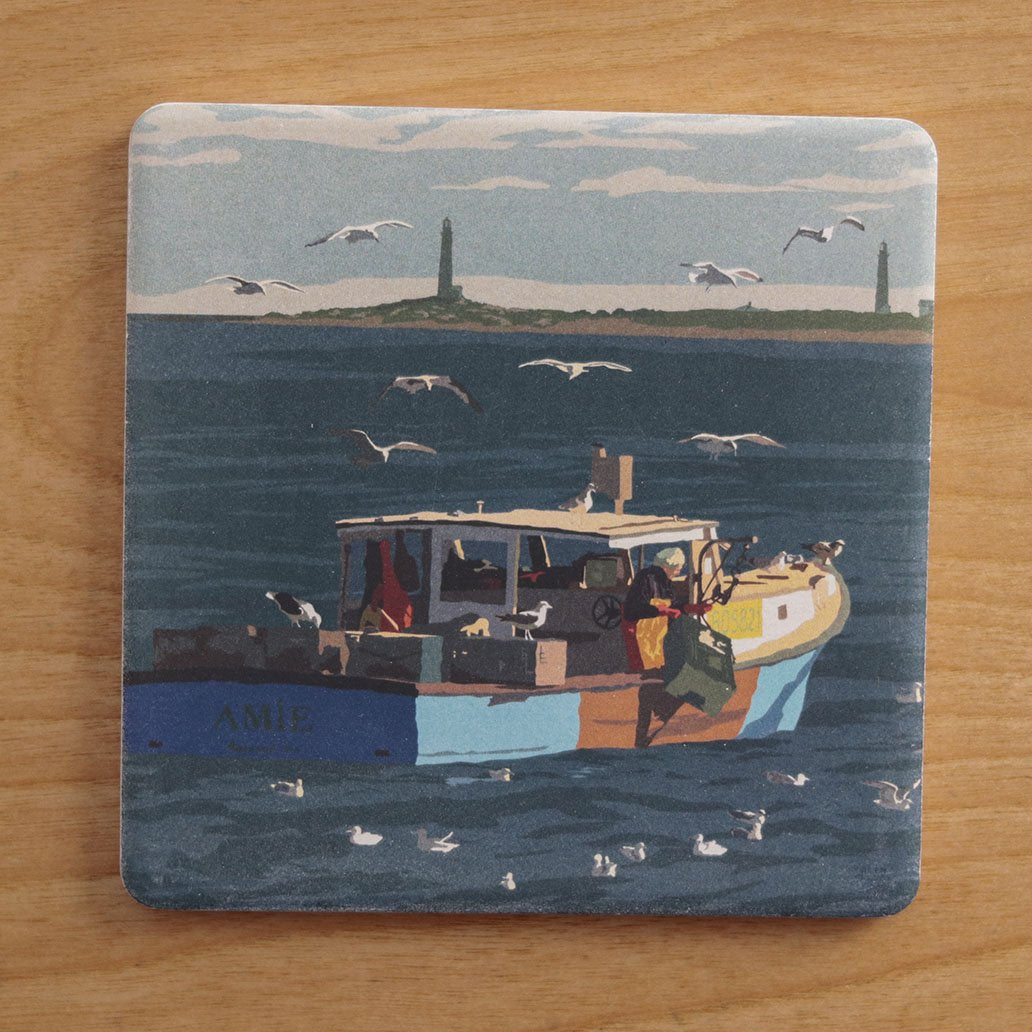 Lobstering at Cape Ann Art Drink Coaster - Massachusetts