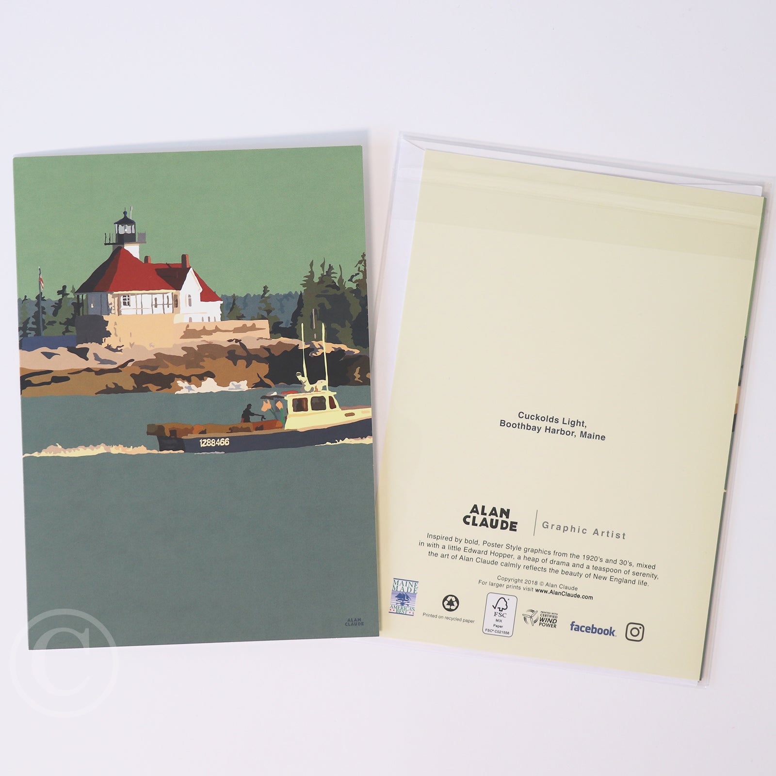 Lobstering At The Cuckolds Light Notecard 5" x 7"  - Maine