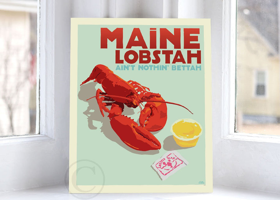 Maine Lobstah Art Print 8" x 10" Wall Poster By Alan Claude