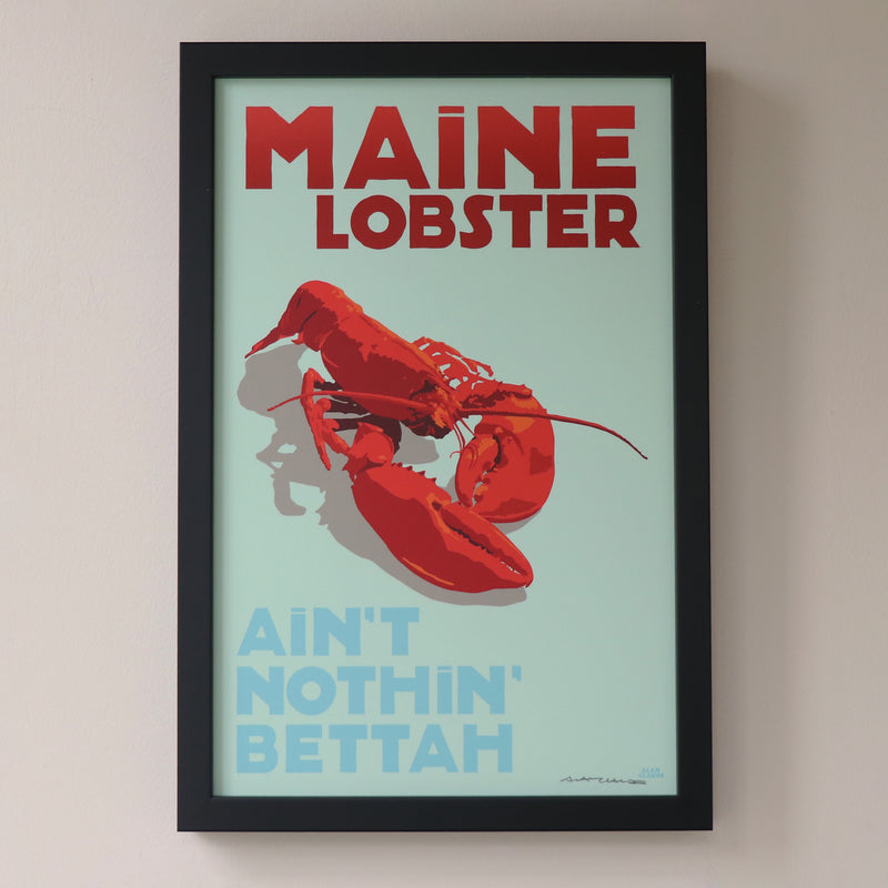 Maine Lobster Art Print 11" x 17" Framed Travel Poster - Maine