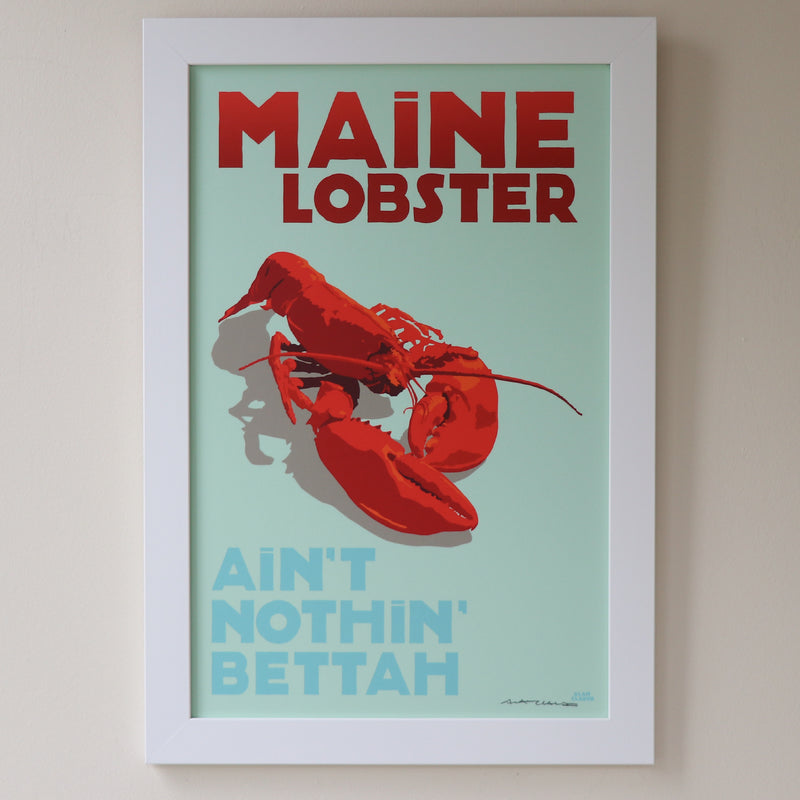 Maine Lobster Art Print 11" x 17" Framed Travel Poster - Maine