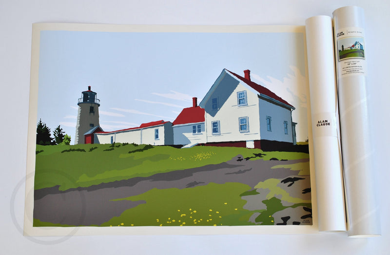 Monhegan Island Light Art Print 18" x 24" Wall Poster - Maine