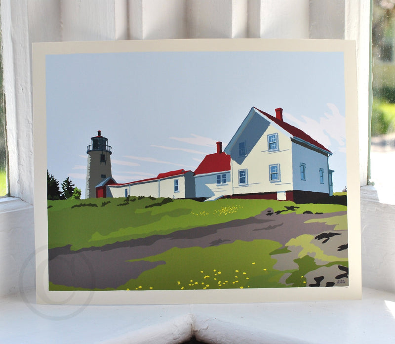 Monhegan Island Light Art Print 8" x 10" Wall Poster - Maine