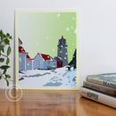 Monhegan Winter Art Print 8" x 10" Wall Poster By Alan Claude