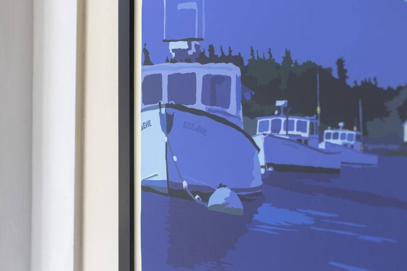 Moonlight Over Port Clyde Art Print 18" x 24" Framed Wall Poster