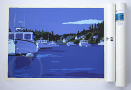 Moonlight Over Port Clyde Art Print 18" x 24" Wall Poster
