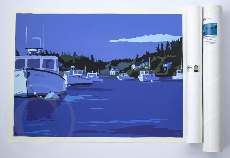 Moonlight Over Port Clyde Art Print 18" x 24" Wall Poster