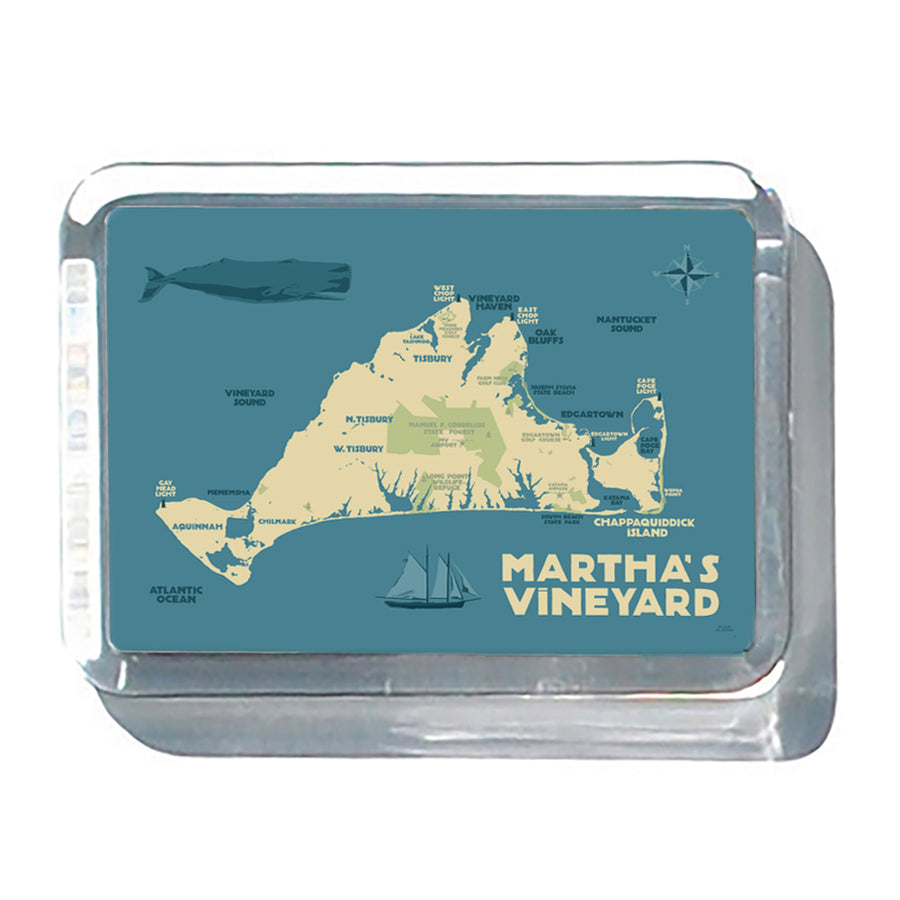 Marthas Vineyard Map 2" x 2 3/4" Acrylic Magnet - Massachusetts