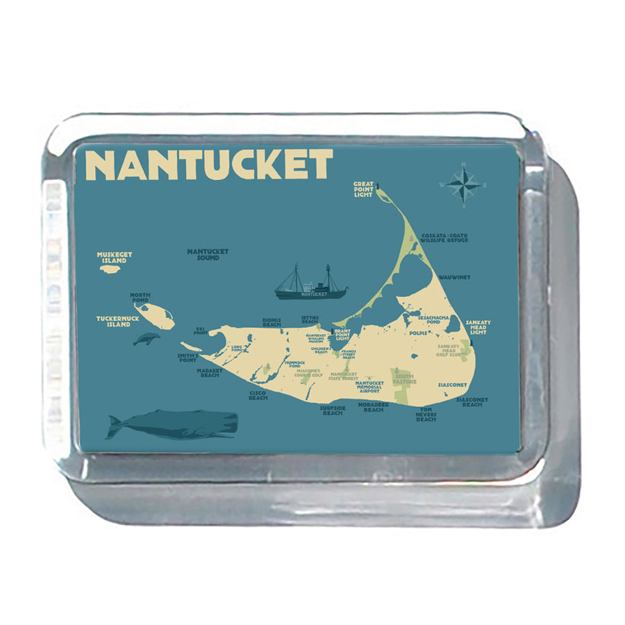 Nantucket Map 2" x 2 3/4" Acrylic Magnet - Massachusetts