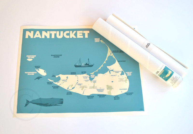 Nantucket Map Art Print 18" x 24" Travel Poster - Massachusetts