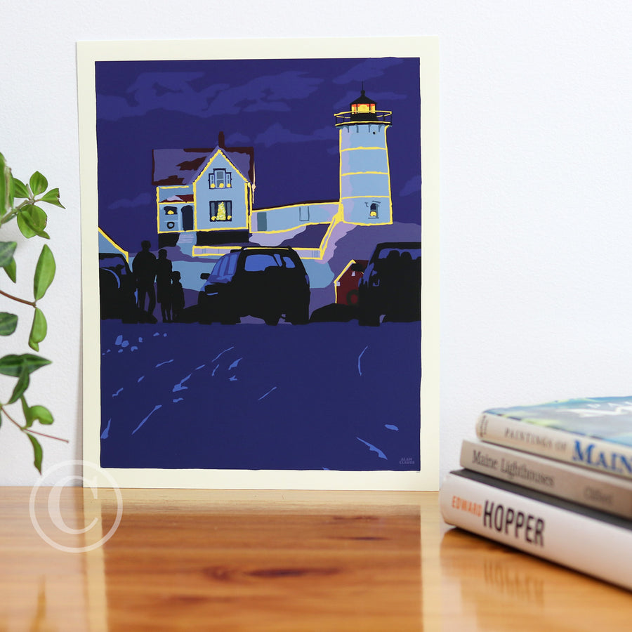 Christmas at the Nubble Art Print 8" x 10" Wall Poster By Alan Claude