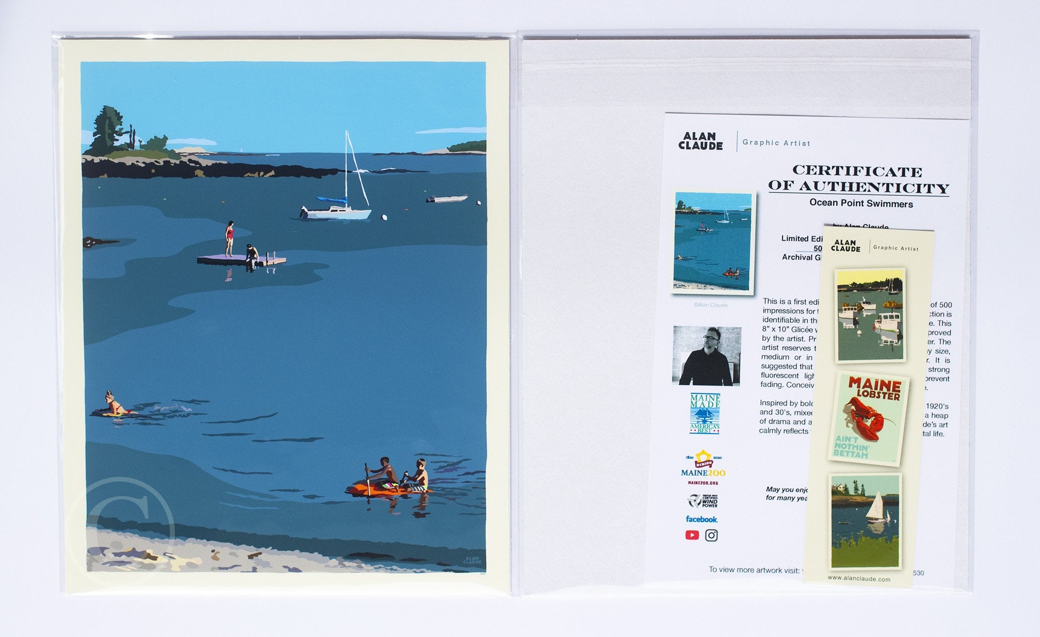 Ocean Point Swimmers Art Print 8" x 10" Wall Poster by Alan Claude