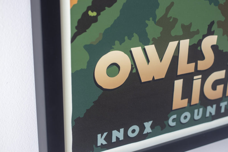 Above Owls Head Light Art Print 18" x 24" Framed Travel Poster - Maine by Alan Claude