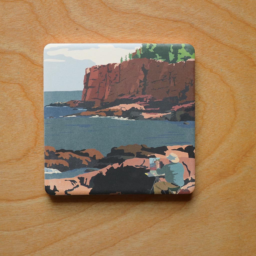 Painting In Acadia National Park Art Drink Coaster - Maine