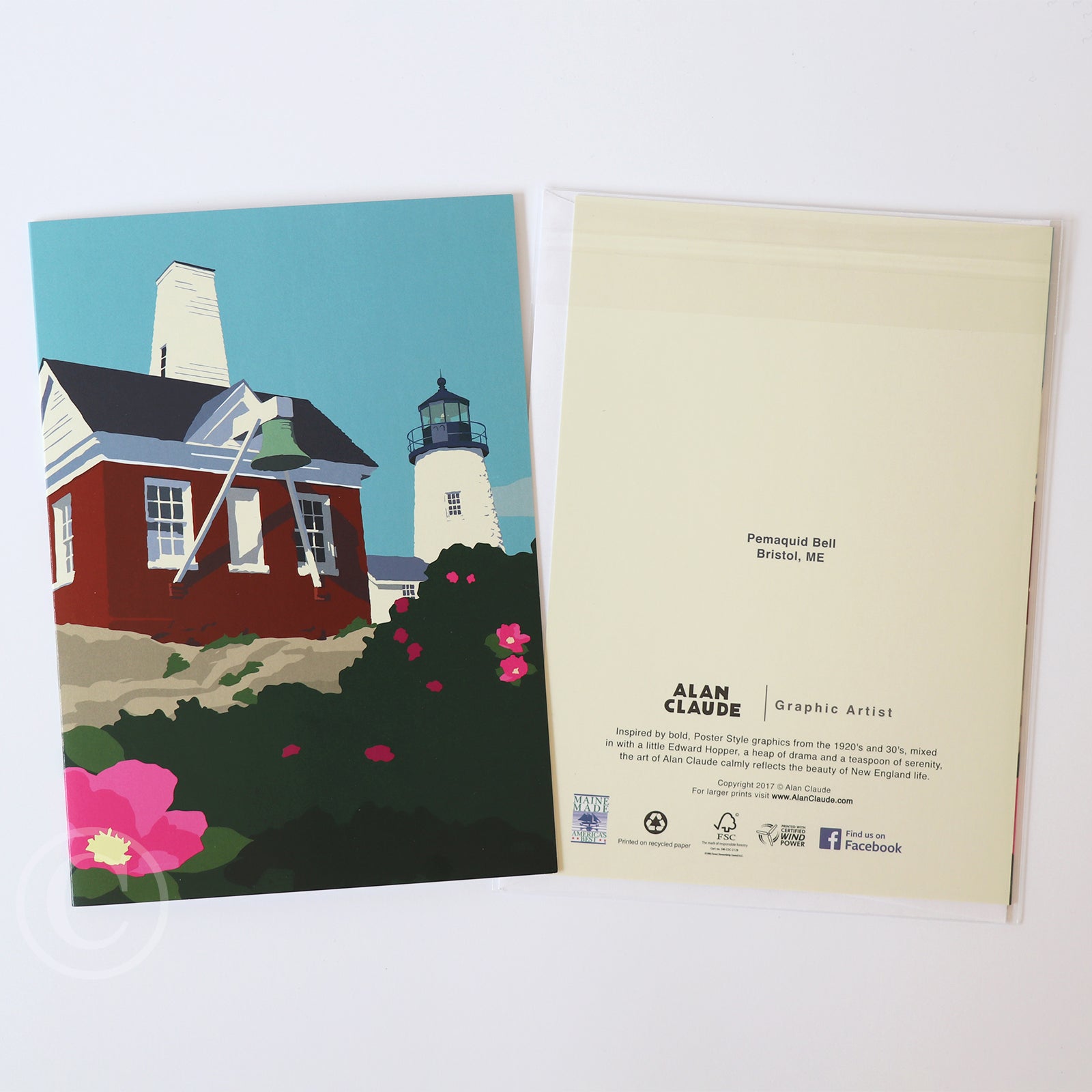 Pemaquid Point Light Bell Notecard 5" x 7"  - Maine