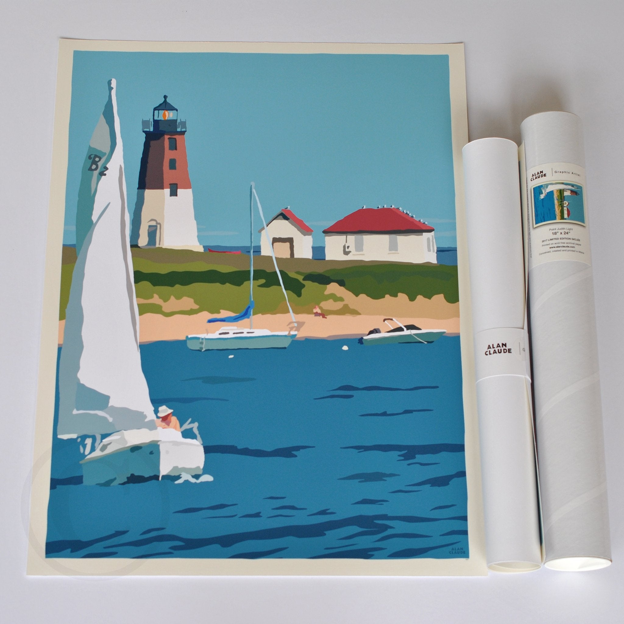 Point Judith Light Art Print 18" x 24" Wall Poster - Rhode Island