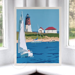 Point Judith Light Art Print 8" x 10" Wall Poster - Rhode Island