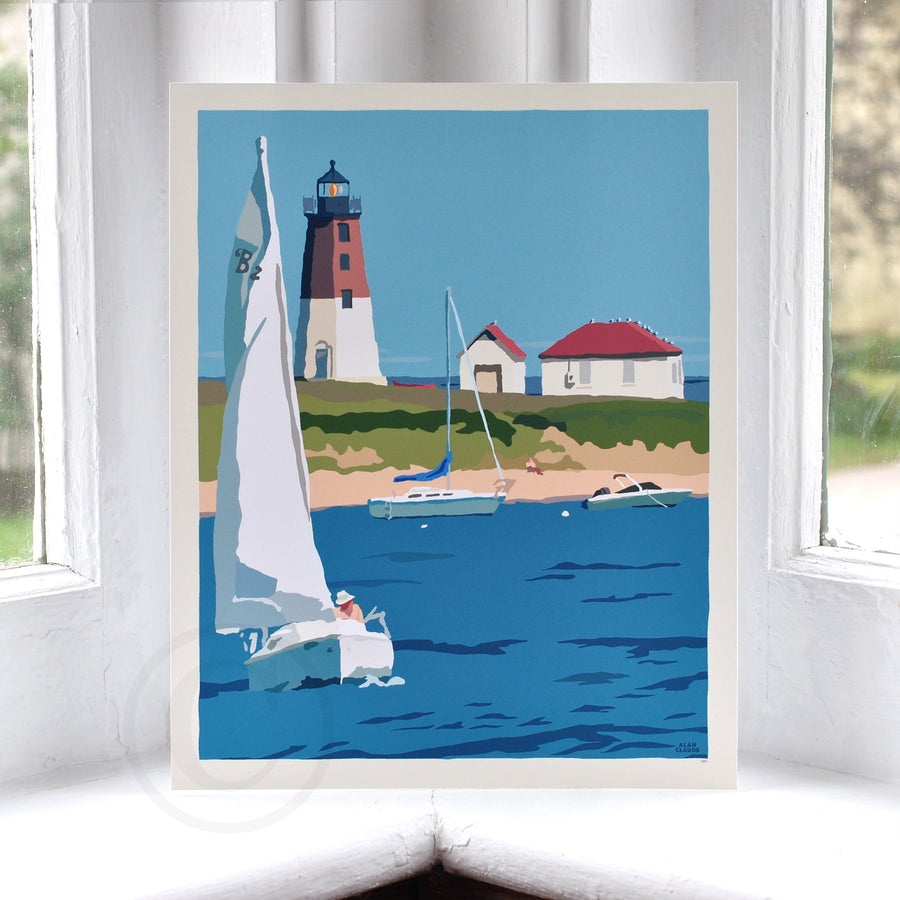 Point Judith Light Art Print 8" x 10" Wall Poster - Rhode Island