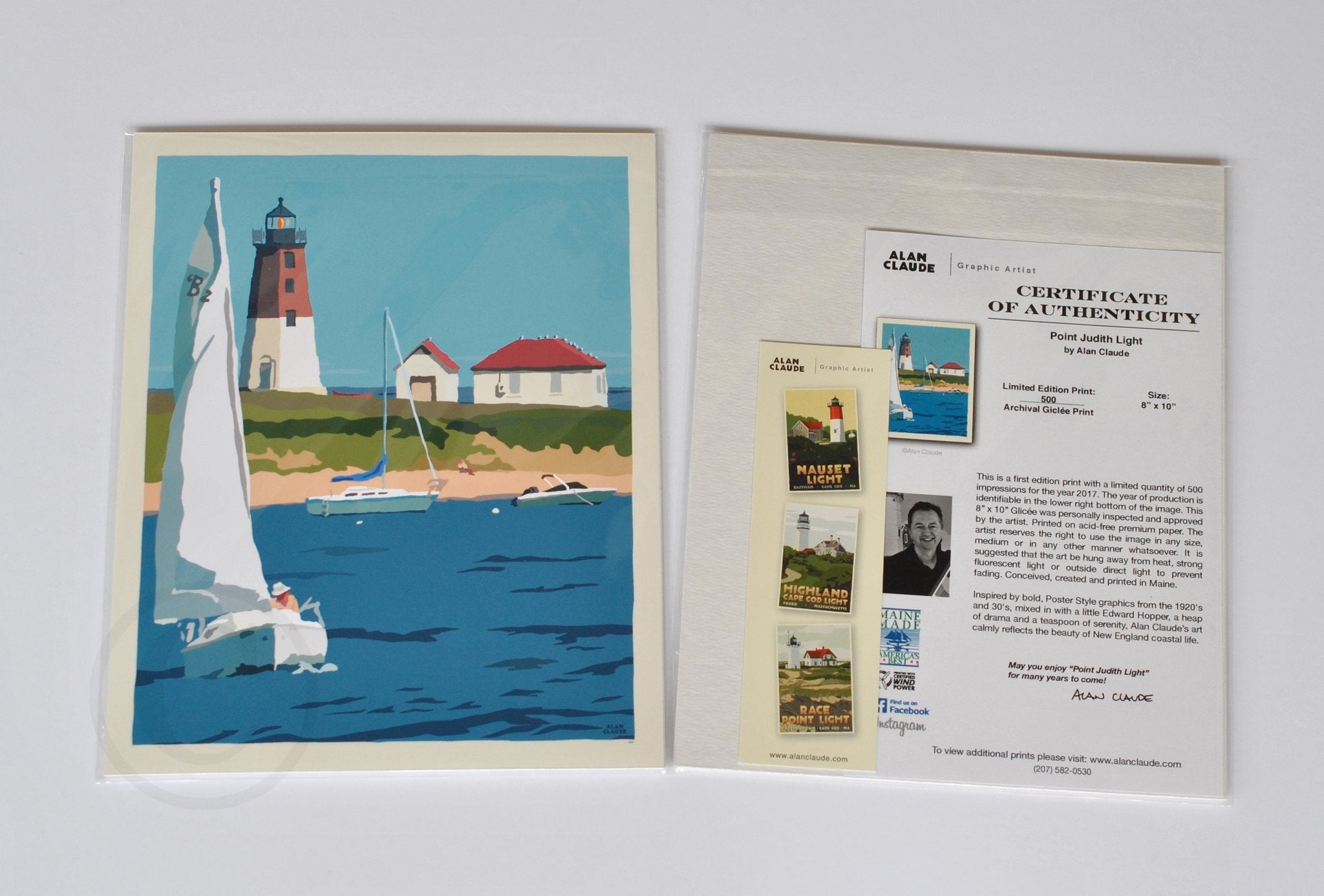 Point Judith Light Art Print 8" x 10" Wall Poster - Rhode Island