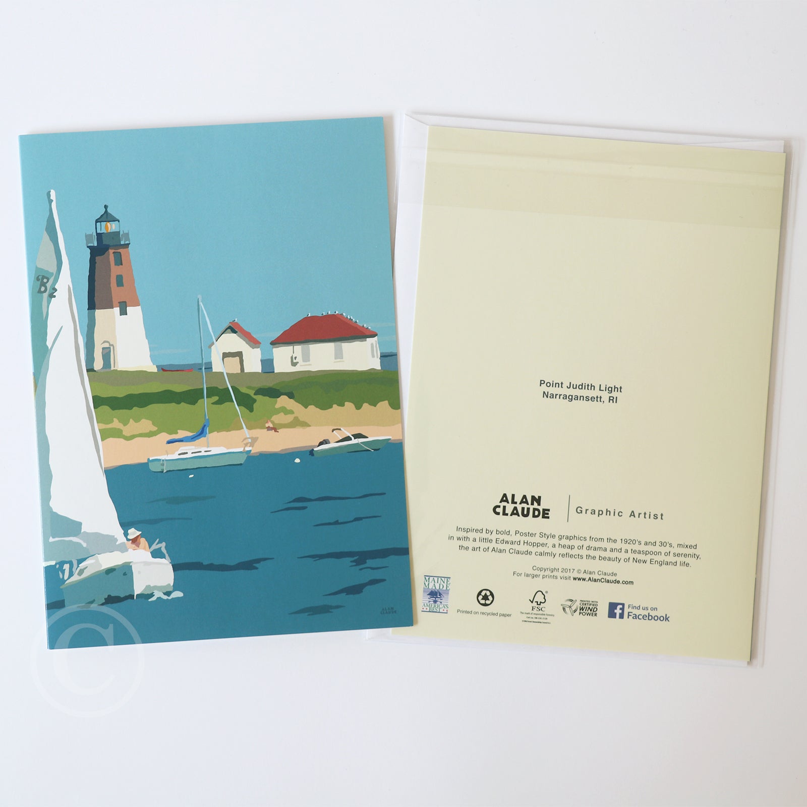 Point Judith Light Notecard 5" x 7"  - Rhode Island