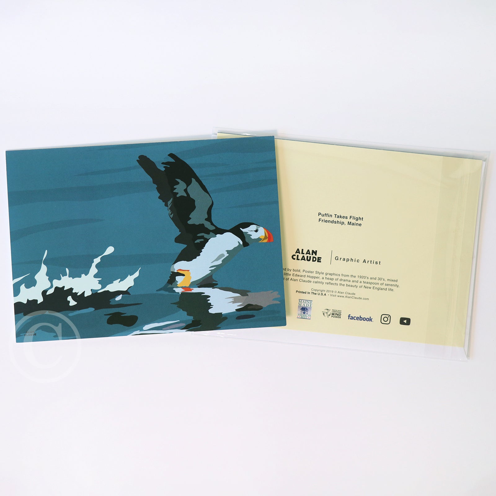 Puffin Takes Flight Notecard 5" x 7" - Maine
