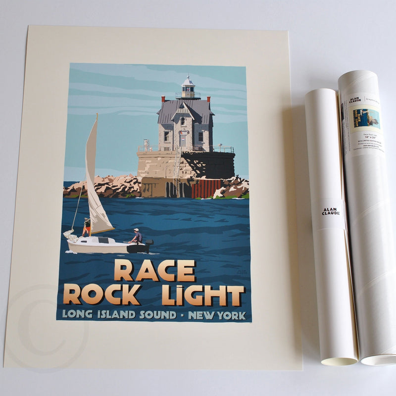 Race Rock Light Art Print 18" x 24" Travel Poster - New York