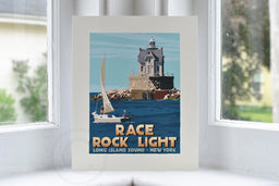 Race Rock Light Art Print 8" x 10" Travel Poster - New York