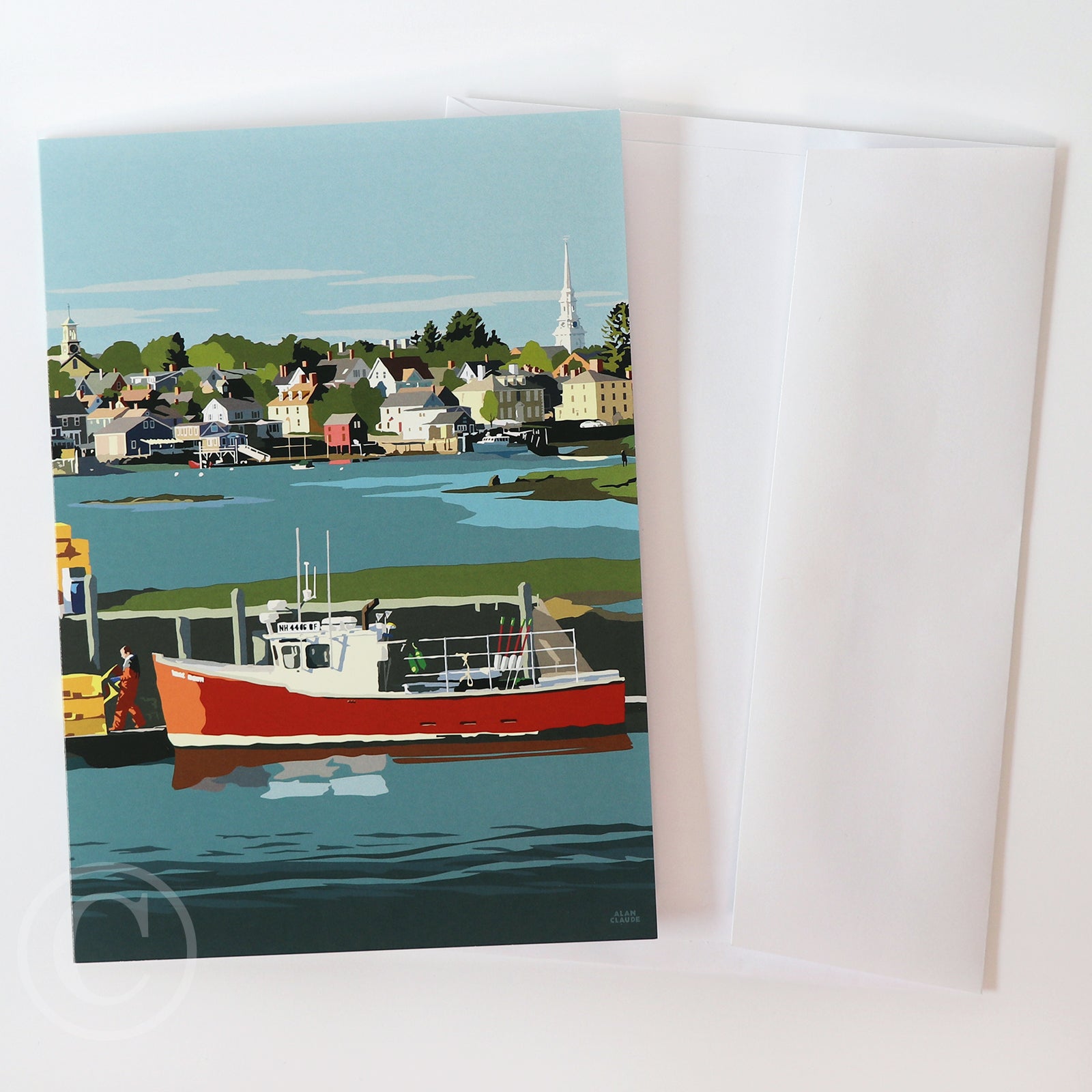 Red Lobster Boat Notecard 5" x 7"  - New Hamshire