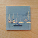 Sailboats In Rockland Harbor Black Sailboat Art Drink Coaster - Maine