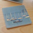 Sailboats In Rockland Harbor Black Sailboat Art Drink Coaster - Maine