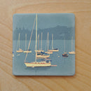 Sailboats In Rockland Harbor Golden Sailboat Art Drink Coaster - Maine