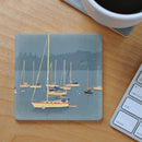 Sailboats In Rockland Harbor Golden Sailboat Art Drink Coaster - Maine