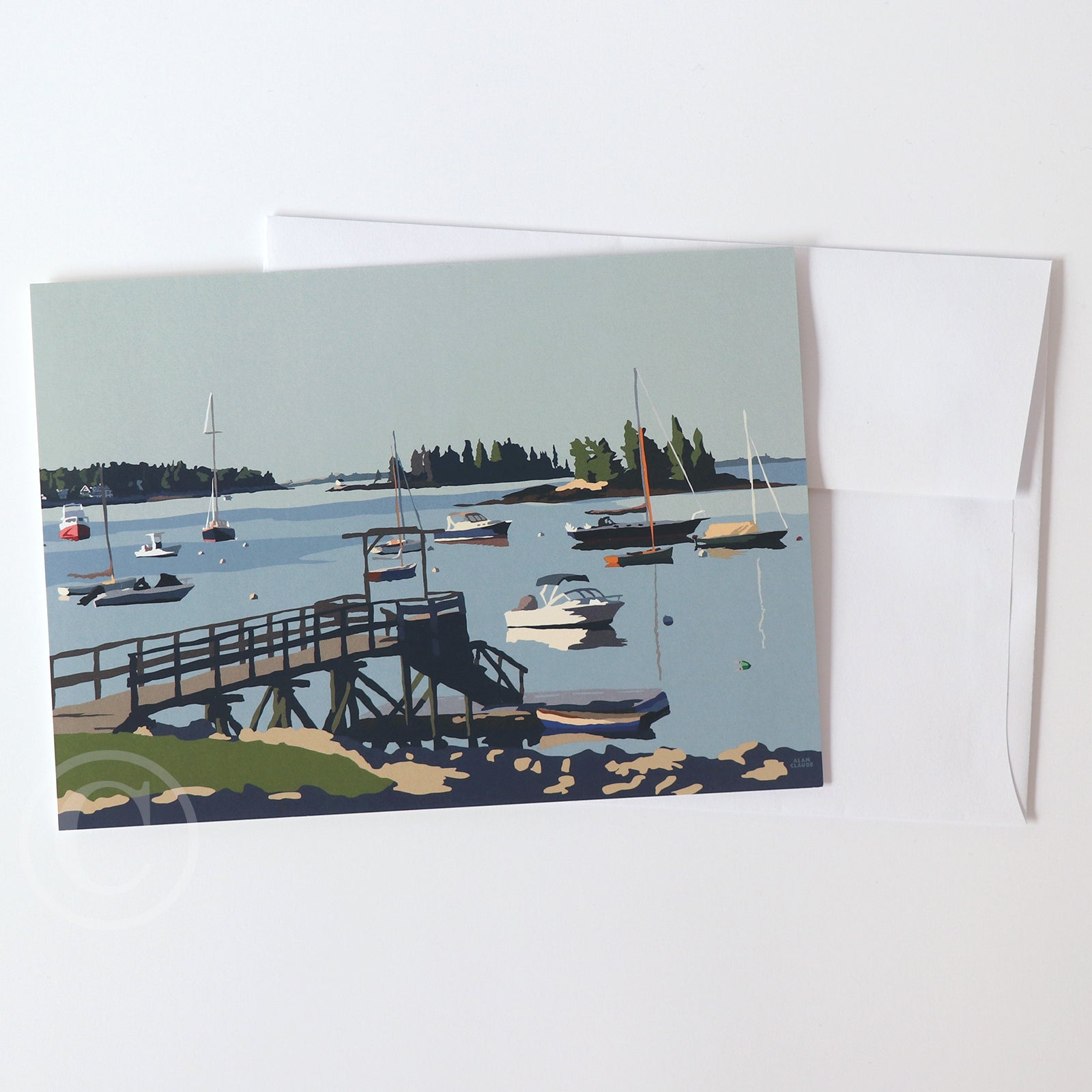 Sailboats In Boothbay Harbor Notecard 5" x 7"  - Maine