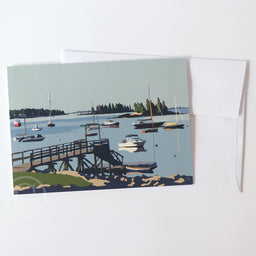 Sailboats In Boothbay Harbor Notecard 5" x 7"  - Maine