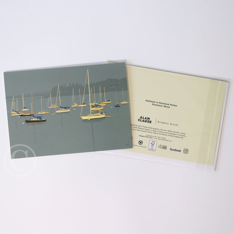 Sailboats in Rockland Harbor  Notecard 5" x 7"  - Maine