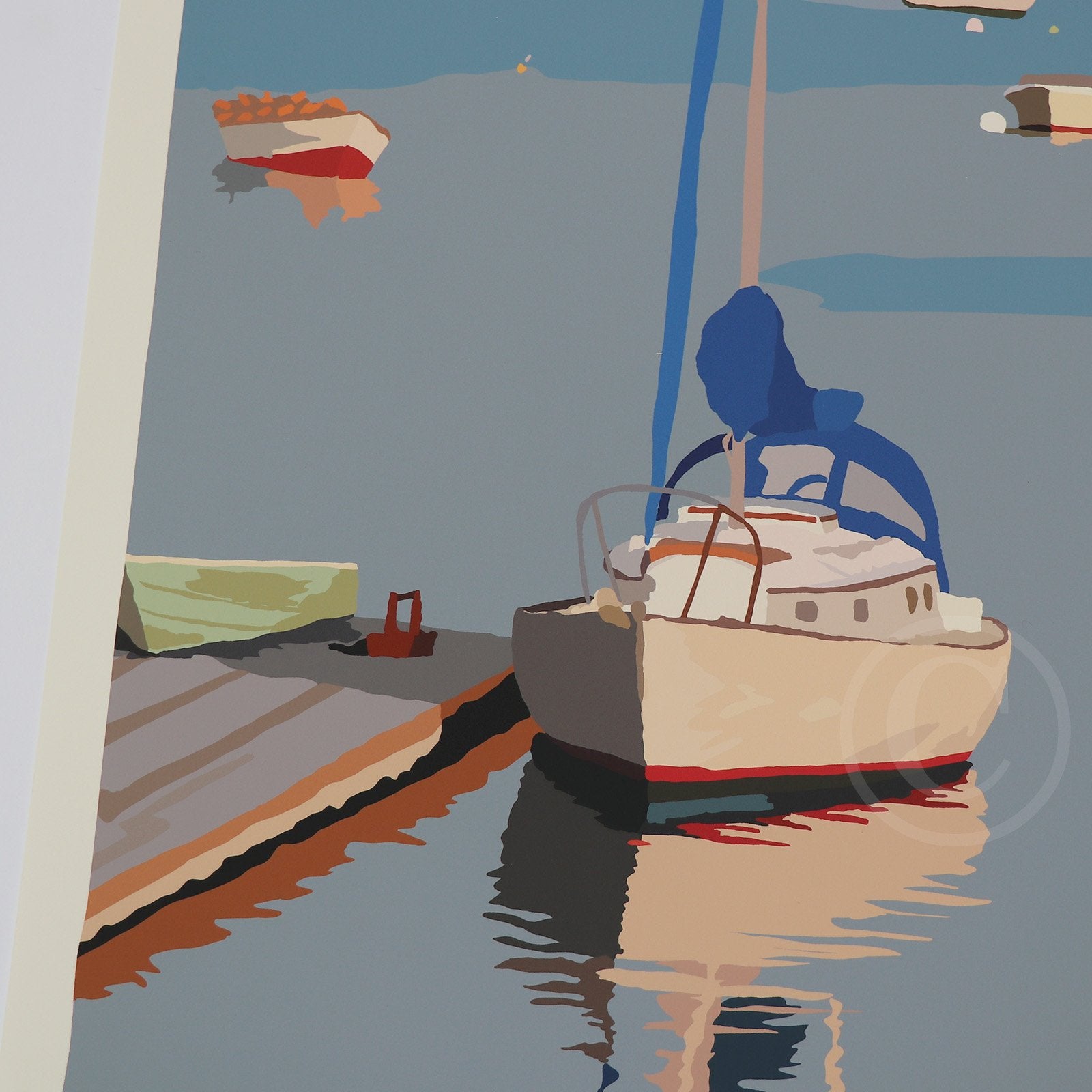 Sailboats in Round Pond Harbor Art Print 18" x 24" Wall Poster By Alan Claude - Maine