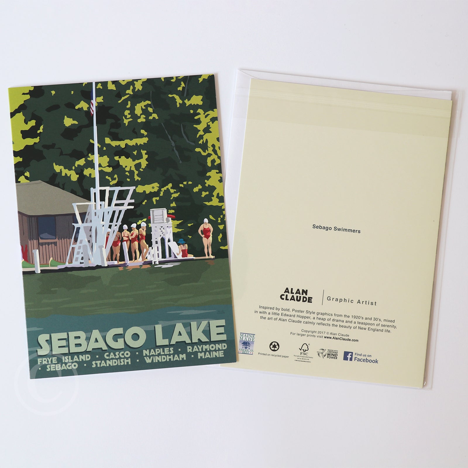 Sebago Swimmers Notecard 5" x 7"  - Maine