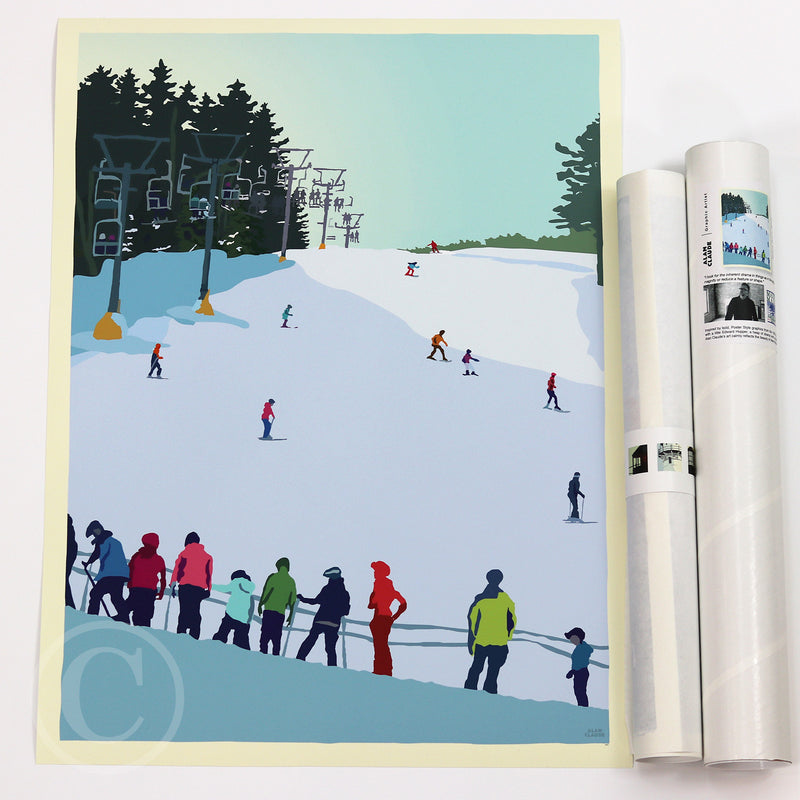 Skiing Snow Bowl Art Print 18" x 24" Wall Poster - Maine