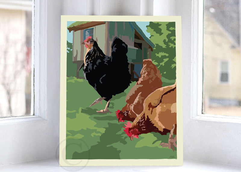 Spring Chickens Art Print 8" x 10" Wall Poster By Alan Claude