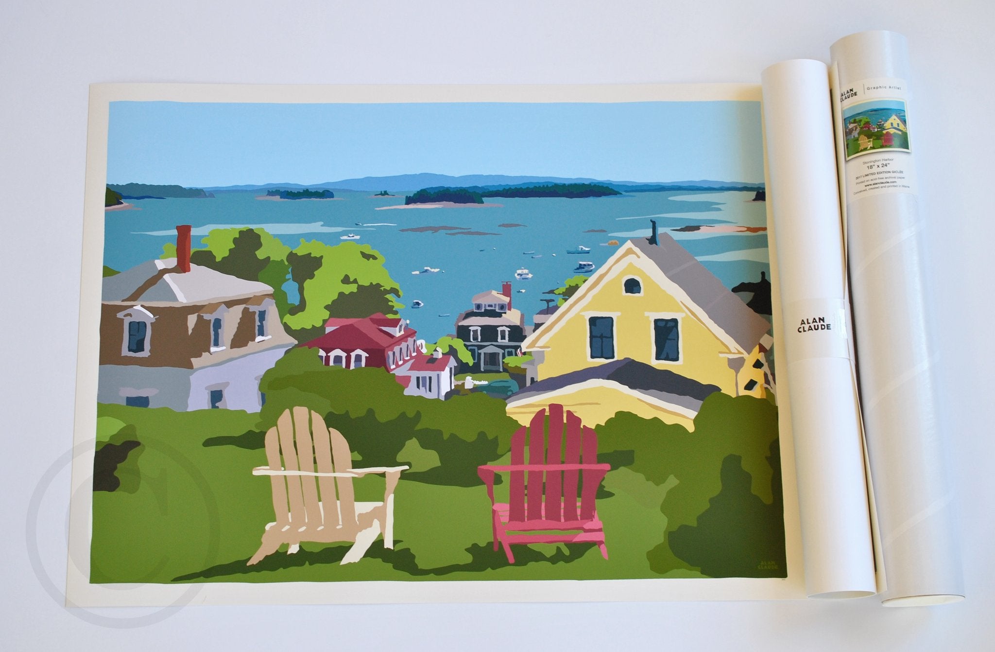 Stonington Harbor Art Print 18" x 24" Wall Poster - Maine