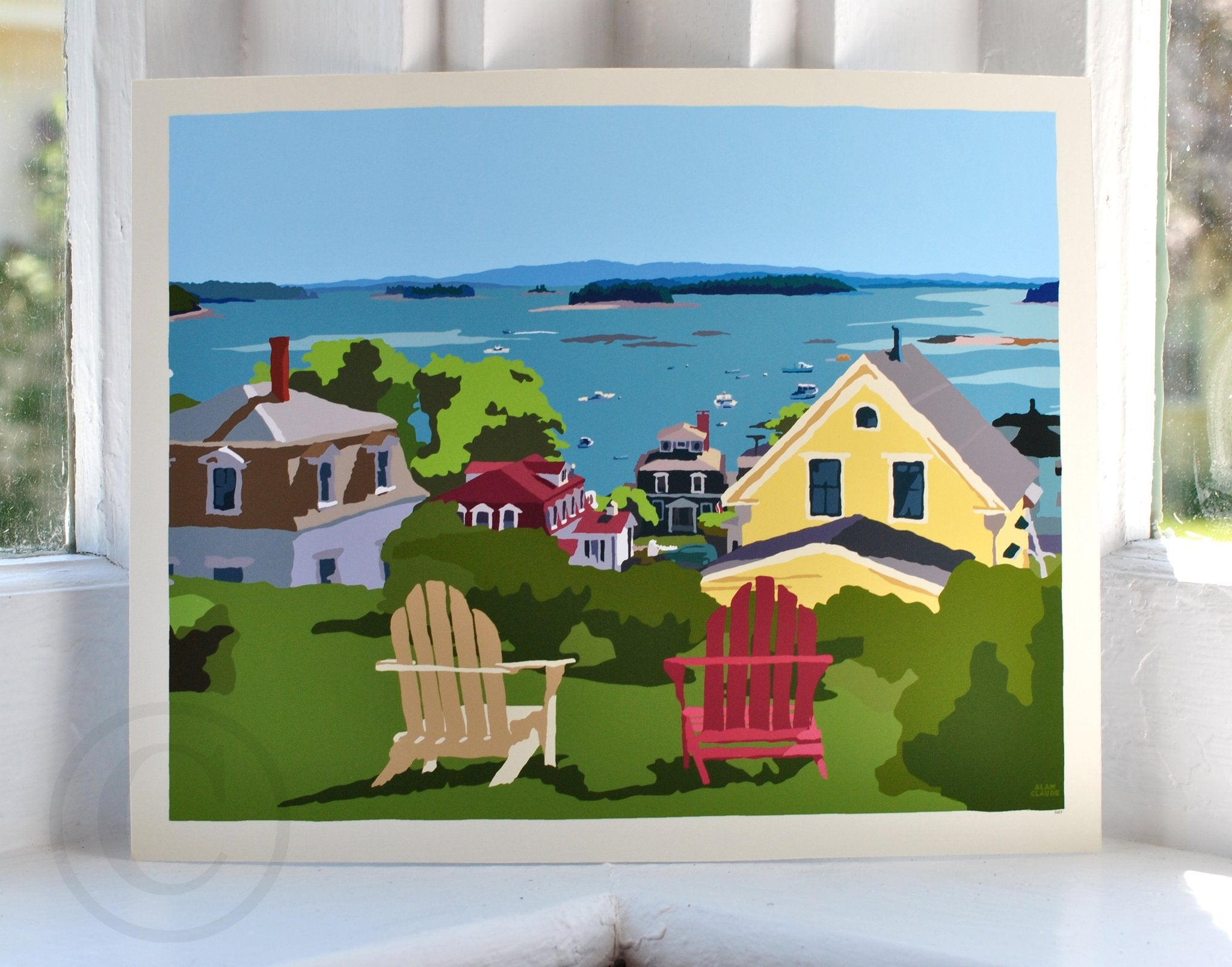 Stonington Harbor Art Print 8" x 10" Wall Poster - Maine