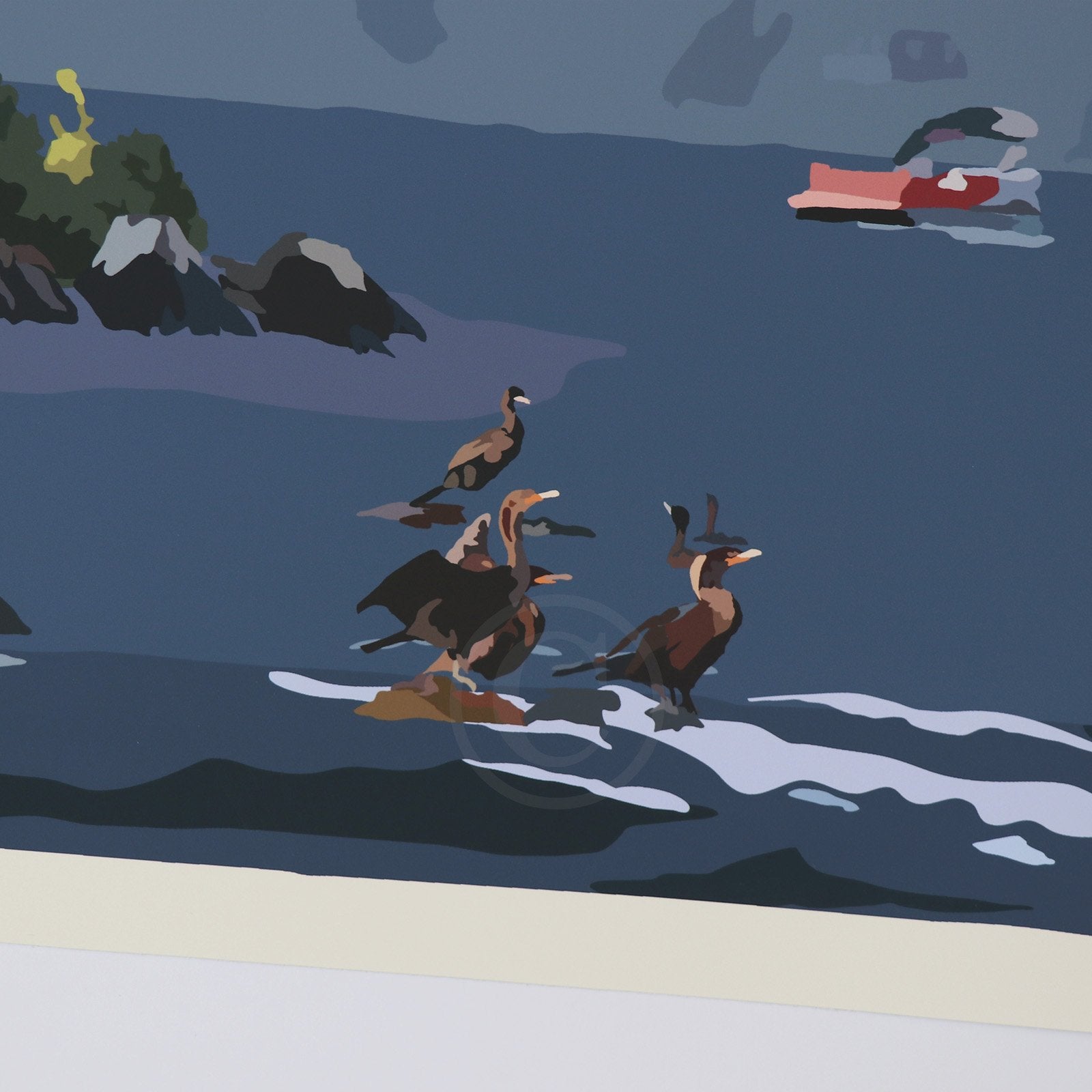 Sunset at Ladies Delight Lighthouse Art Print 18" x 24" Horizontal Wall Poster By Alan Claude - Maine