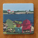 Chairs Overlooking Ram Island Art Drink Coaster